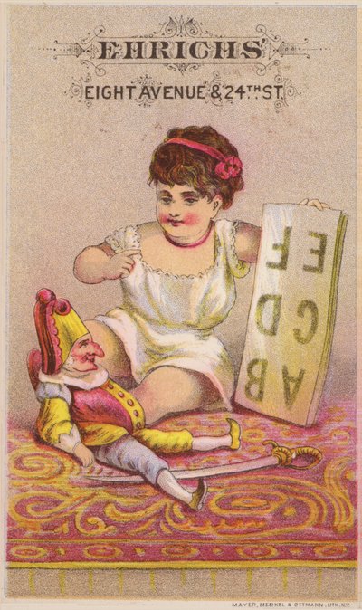 Mr Punch con alfabeto e giovane ragazza da American School