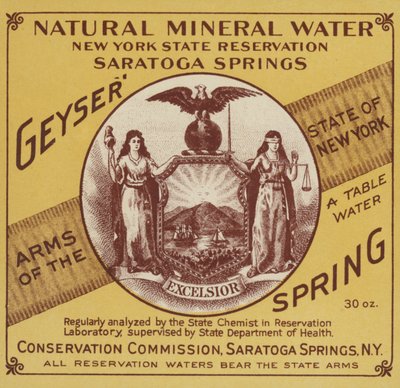 Acqua minerale naturale, New York State Reservation, Saratoga Springs da American School