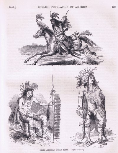 Tipi di indiani nordamericani (1640), illustrazione da Cassells History of the United States pub. da Petter & Galpin c.1890 da American School