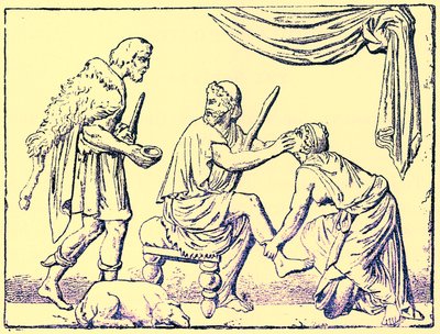 Ulisse riconosciuto dalla sua nutrice, illustrazione da History of Greece di Victor Duruy, pubblicato nel 1890 da American School