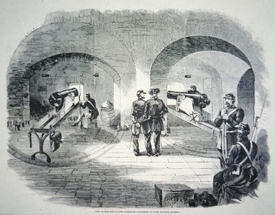 Una delle dieci batterie di casamatta laterale a Fort Dickens, Florida, sotto controllo dell