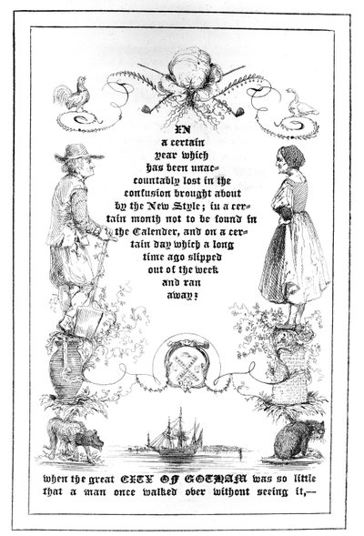 Pagina di apertura di La vecchia donna senza nome, da Un regalo di Natale dalla Terra delle Fate, 1838 da American School