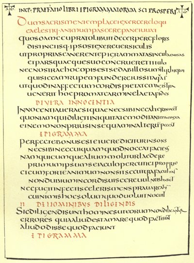 Pagina dagli epigrammi di San Prospero da American School