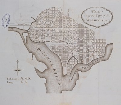 Piano della città di Washington come originariamente tracciato nel 1793 da American School