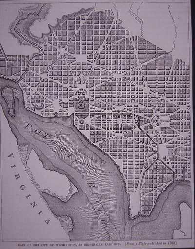 Piano della città di Washington DC come progettato da Pierre Charles L