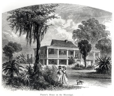 Casa del piantatore sul Mississippi, inciso da J.H. Ellawell da American School
