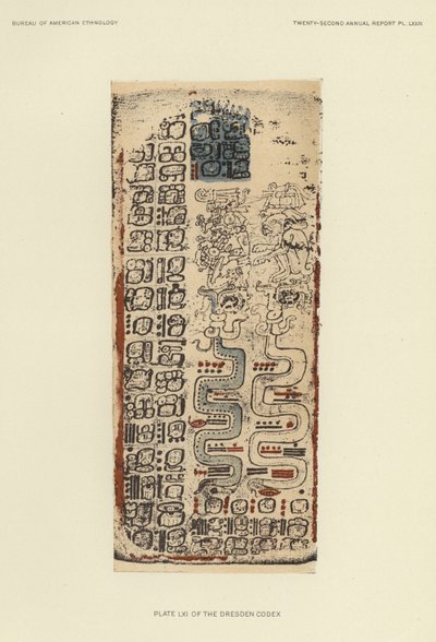 Piastra LXI del Codice di Dresda (litografia a colori) da American School