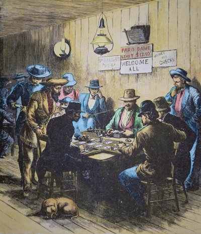 Giocare a Faro in un saloon a Cheyenne, Wyoming, c.1870 da American School