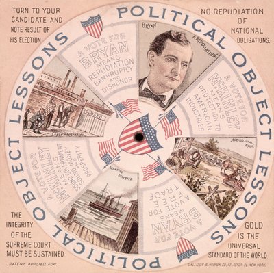 Lezioni di oggetti politici, manifesto della campagna presidenziale americana per William McKinley (1843-1901) c.1897 da American School