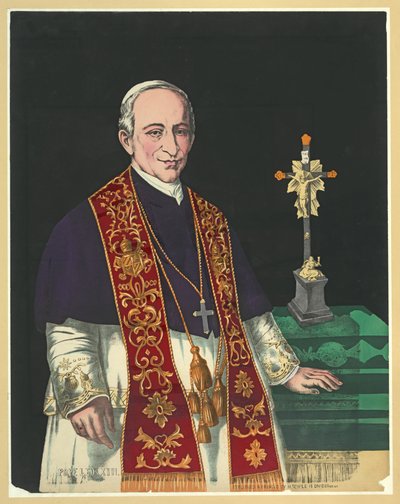 Papa Leone XIII, pub. 1878 (litografia a colori) da American School