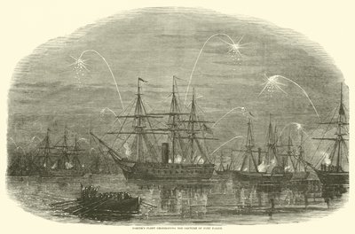 La flotta di Porter celebra la cattura di Fort Fisher, gennaio 1865 da American School