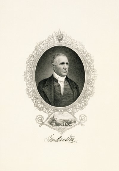 Ritratto di Sam Houston con vista sulla città, c. 1855-c. 1860 da American School