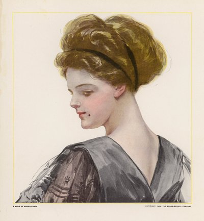 Ritratto di una giovane donna in un abito da sera nero da American School
