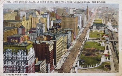 Cartolina raffigurante Michigan Boulevard, Chicago, c.1930 da American School