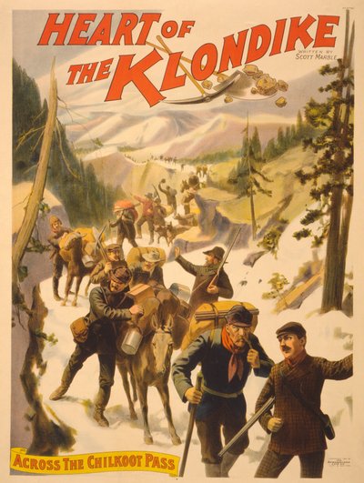 Poster pubblicitario di Heart of the Klondike di Scott Marble, 1897 da American School