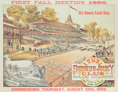 Manifesto pubblicitario del Brooklyn Jockey Club Race Course, 1886 da American School