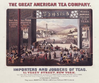 Poster pubblicitario della Great American Tea Company, Importatori e Grossisti di Tè da American School