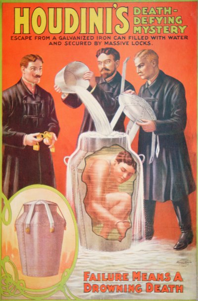 Poster pubblicitario di un nuovo atto di Houdini da American School