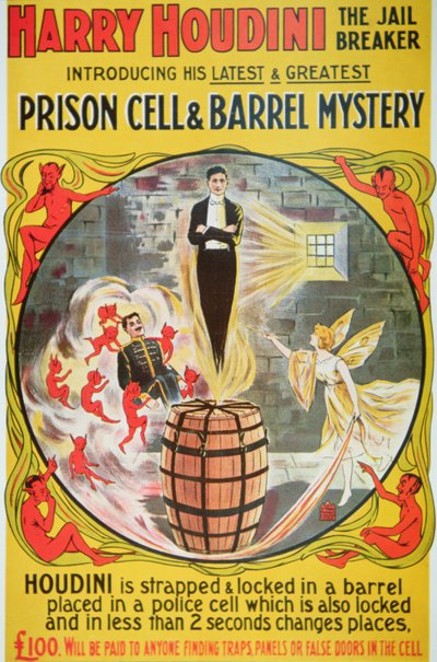Poster pubblicitario di un nuovo atto di Houdini da American School