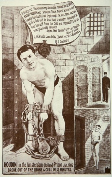 Poster che pubblicizza una performance di Houdini da American School