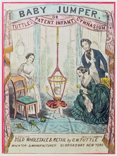 Manifesto pubblicitario del Baby Jumper o Tuttes Patent Infant Gym, pubblicato da W.J. Dailey da American School