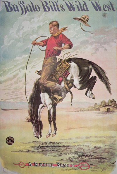 Poster di un bronco impennato, per lo spettacolo del Selvaggio West di Buffalo Bill, c.1885 da American School