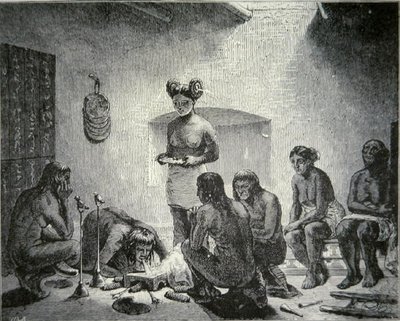 Pregando per la pioggia, c.1880 (incisione) da American School