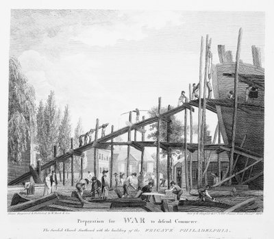 Preparazione alla guerra per difendere il commercio, 1800 da American School
