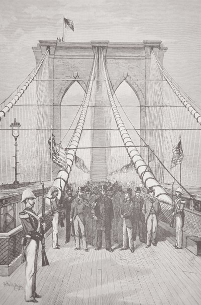 Il presidente Chester A. Arthur alla cerimonia di apertura del nuovo ponte di Brooklyn, 24 maggio 1883 da American School