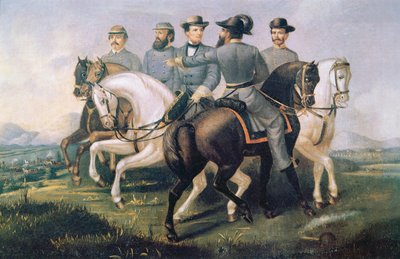Presidente degli Stati Confederati durante la Guerra Civile Americana, con i suoi generali da American School