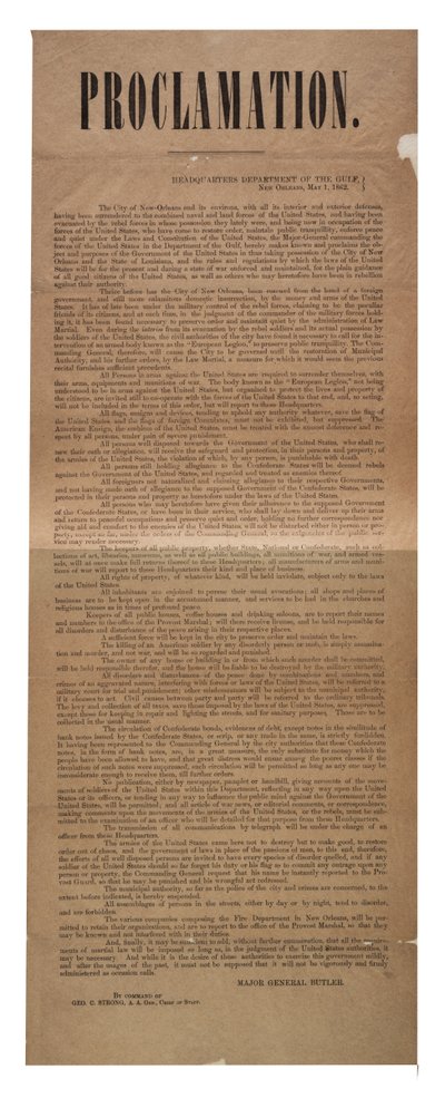 Proclamazione, 1 maggio 1862 da American School