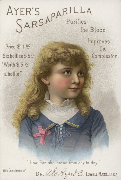 Purifica il Sangue, Migliora la Carnagione, Sarsaparilla di Ayers da American School