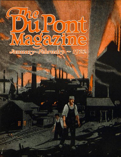Sollevare un Ponte Ferroviario con la Dinamite, copertina della rivista DuPont, gennaio-febbraio 1922 da American School