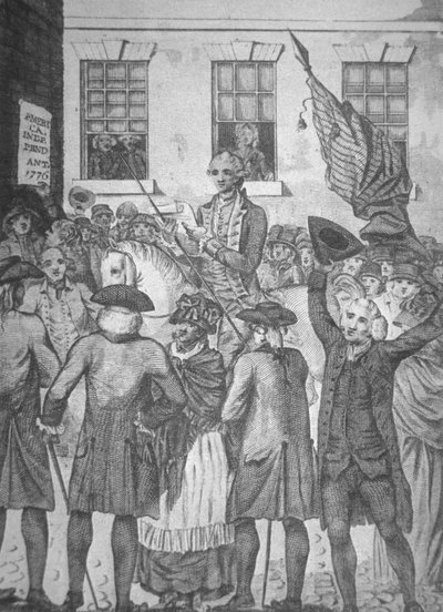 Lettura della Dichiarazione di Indipendenza al pubblico nel 1776 da American School