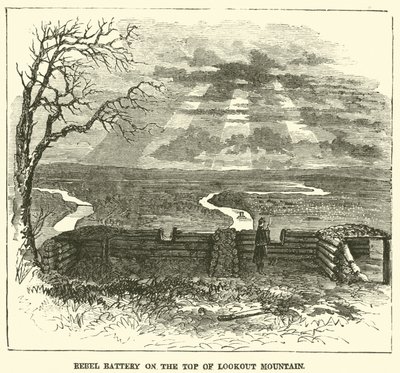 Batteria ribelle sulla cima di Lookout Mountain, novembre 1863 da American School