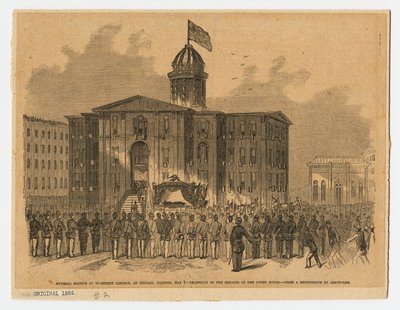 Ricevimento al tribunale durante il funerale di Abraham Lincoln, Chicago, Illinois da American School