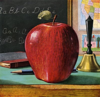 Mela Red Delicious sulla scrivania di un insegnante da American School