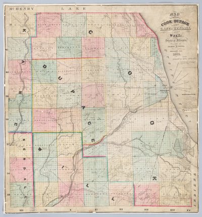 Mappa di Rees delle contee di Cook e DuPage da American School