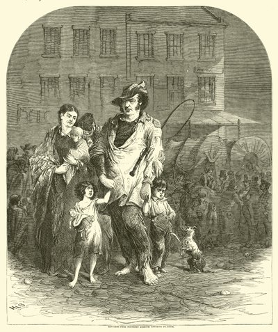 Rifugiati dal Missouri settentrionale che entrano a St Louis, settembre 1864 da American School