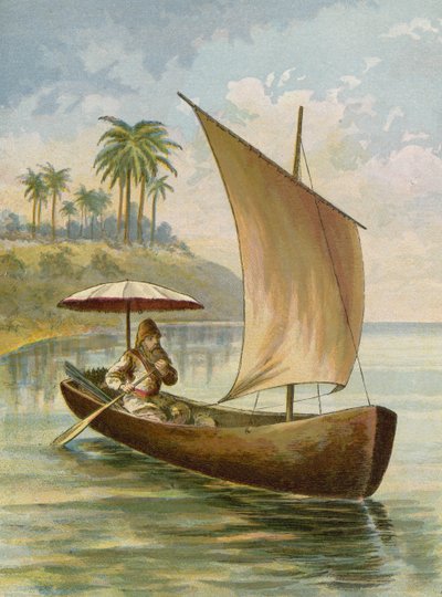 Robinson Crusoe naviga sulla sua barca da American School