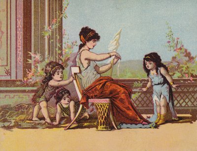 Signora romana e bambini da American School