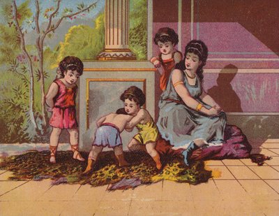 Signora romana con bambini che giocano da American School