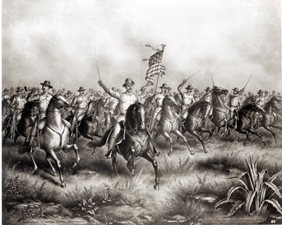 Rough Riders: Colonnello Theodore Roosevelt, comandante degli Stati Uniti a San Juan Hill, Santiago, Cuba, 1898 da American School