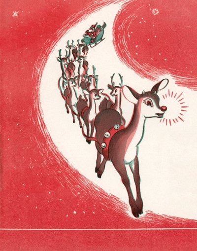Rudolph la renna dal naso rosso guida la slitta di Babbo Natale da American School