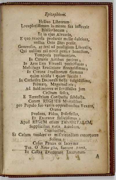 Samuel Mather, Epitaphium, 1724 da American School