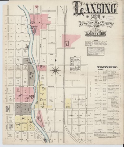 Mappa assicurativa antincendio di Sanborn da Lansing, Contea di Ingham, Michigan da American School