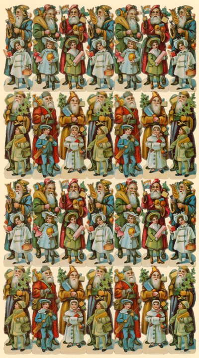 Babbo Natale con bambini, foglio di figure da American School