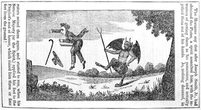 Satana che prende a calci Joseph Smith (1805-44) dalla pagina posteriore dell