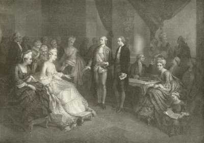 Schiller presentato alla Principessa di Sassonia-Weimar (incisione) da American School