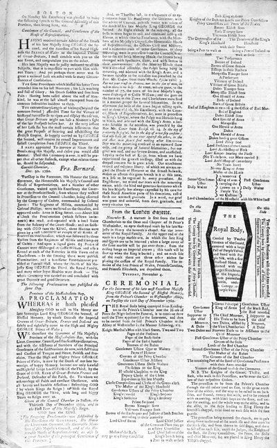 Seconda pagina del Boston Evening Post che annuncia la morte di Re Giorgio II (1683-1760), 5 gennaio 1761 da American School